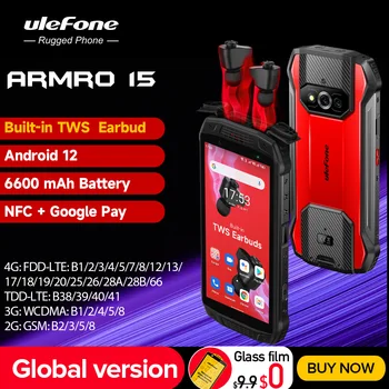 Ulefone Armor 15 Nutitelefoni Android 12 6600mAh Karm Telefoni Sisseehitatud TWS Earbuds 6GB +128GB Veekindel Mobiiltelefonid NFC