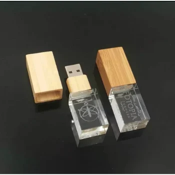 Uus loominguline Custom 3D LOGO Puidust Puidust Crystal USB 2.0 Flash Mälu Stick Pen Drive 4GB 8GB 16GB, 32GB pulm kingitus mälupulk