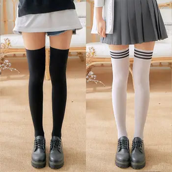 Uus Seksikas Plaadile Musta Valge Triibuline Pikk Sokid Naiste Velet Üle Põlve, Reie Kõrge Sukad Tüdrukute Anime Cosplay Kostüümid Lolita