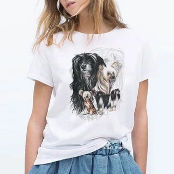 Vintage Hiina Harjaskoer trükitud t-särk naiste koera armastaja sõbrad sünnipäeva kingitus tshirt suvel 2022 naiste riided t-särk