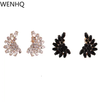WENHQ Korea Stiilis Crystal Klipp Kõrvarõngad Ilma Augustatud Naiste Elegantne Kulla Värvi Mansett Kõrvarõngad Avaldus Võltsitud Kõrvarõngad