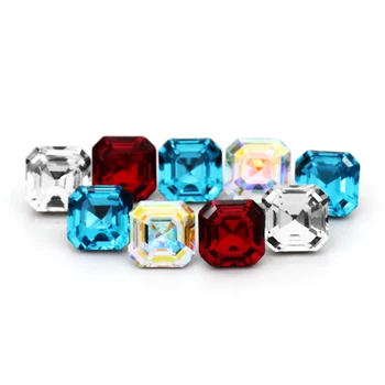 10mm Sinine Ruby Square Octagon Crystal Lahtised Kivid Küüned Kunsti Riided, Ehted Tegemise K9 Klaas prügikasti raputas Pointback DIY Beads 1