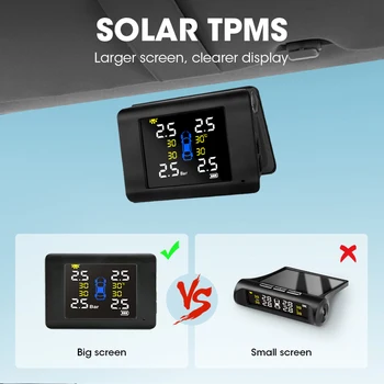 Jansite TPMS Traadita Auto Rehvi Rõhu Monitooring Intelligentne Süsteem Solar Power LED-Ekraan, 4 Sisseehitatud või Väline Andur 1