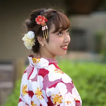 Juuksed Jaapani Tarvikud Kimono Clip Tutt Lill Klambrid Pin-Klambri Külge Hiina Geisha Stiilis Barrette Riie Punane Dekoratiivne 1