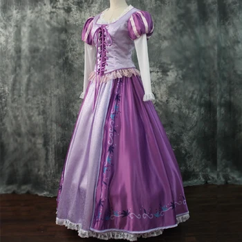 Printsess Rapunzel Cosplay Kostüüm Täiskasvanud Naiste Fashion Lilla Kleit Halloween Carnival Pall Kleit 1
