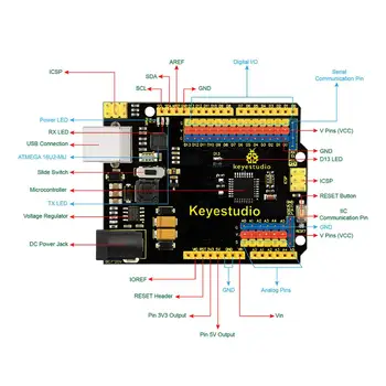 Tasuta Kohaletoimetamine !Keyestudio UNOR3 Ametlik Upgrated Versioon Koos Pin Header Liides Arduino DIY 1