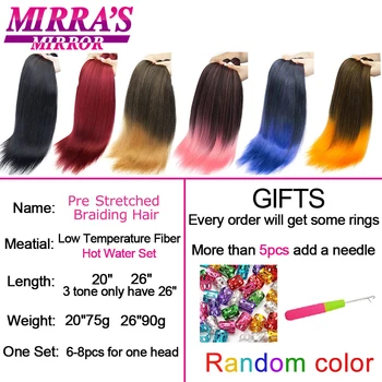 Mirra on Peegel Eelnevalt Venitatud Punumine Juuksed 6/8 Tk Jumbo Paelad Sünteetiline juuksepikendusi Lihtne Punumine Heegelda Twist Punutised 2