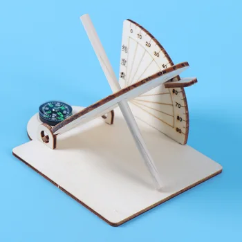 Puidust sundial mudel tehnoloogia väikeste tootmise diy materjali päike kell teadusliku eksperimendi seadmed populaarteaduslikke mänguasjad 2