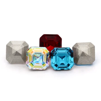 10mm Sinine Ruby Square Octagon Crystal Lahtised Kivid Küüned Kunsti Riided, Ehted Tegemise K9 Klaas prügikasti raputas Pointback DIY Beads 3