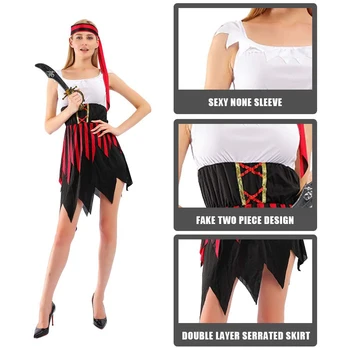 Eraspooky Lihtne Seksikas Piraatide Kleit Naine Halloween Kostüüm Naistele Täiskasvanud Buccaneer Pool Fancy Kleit, Peapael 3