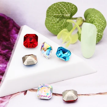 10mm Sinine Ruby Square Octagon Crystal Lahtised Kivid Küüned Kunsti Riided, Ehted Tegemise K9 Klaas prügikasti raputas Pointback DIY Beads 4