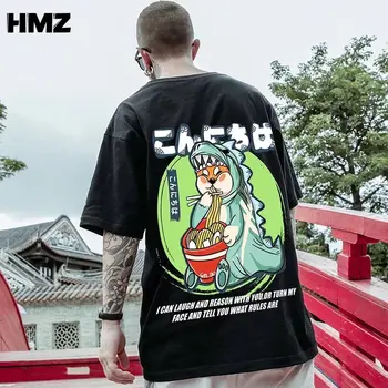 HMZ 2022 Hip-Hop T-Särgid Mees Streetwear Harajuku Vintage Jaapani Multikas Dinosaurus Prindi Tees Meeste Suvine Puuvillane Vabaaja T-Särgid 4