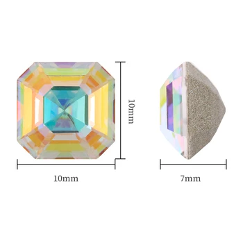 10mm Sinine Ruby Square Octagon Crystal Lahtised Kivid Küüned Kunsti Riided, Ehted Tegemise K9 Klaas prügikasti raputas Pointback DIY Beads 5