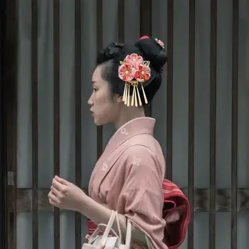 Juuksed Jaapani Tarvikud Kimono Clip Tutt Lill Klambrid Pin-Klambri Külge Hiina Geisha Stiilis Barrette Riie Punane Dekoratiivne 5