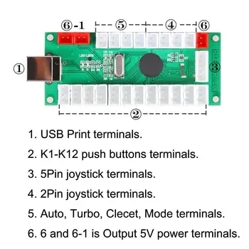 Null Hilinemine USB-Kodeerija PC LED Juhtnuppu Kehtestatud kooskõlas LED Arcade Juhtnuppu DIY Kit Töötleja Osa Mame Mängud 5